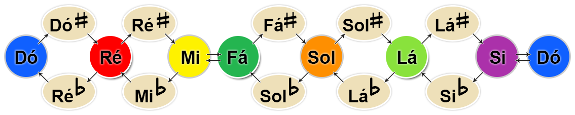 Diagrama de Notas Naturais com Sustenido e Bemol